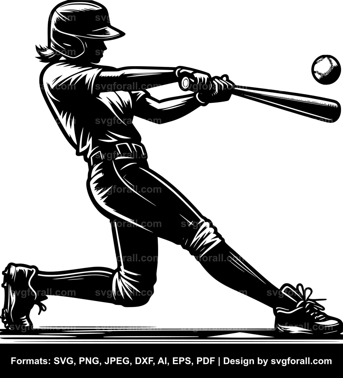 Baseball Player Batting SVG Vector