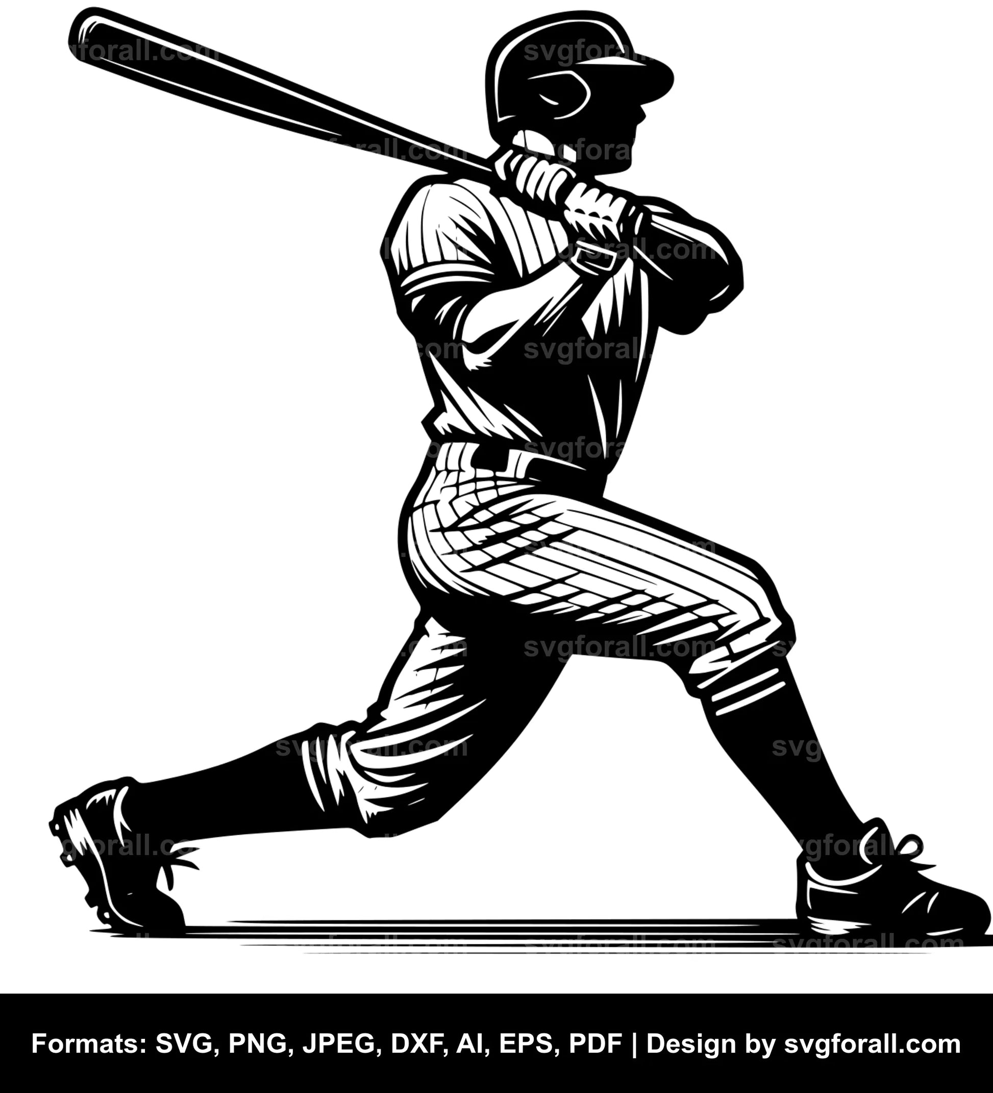 Baseball Player Batting Vector SVG