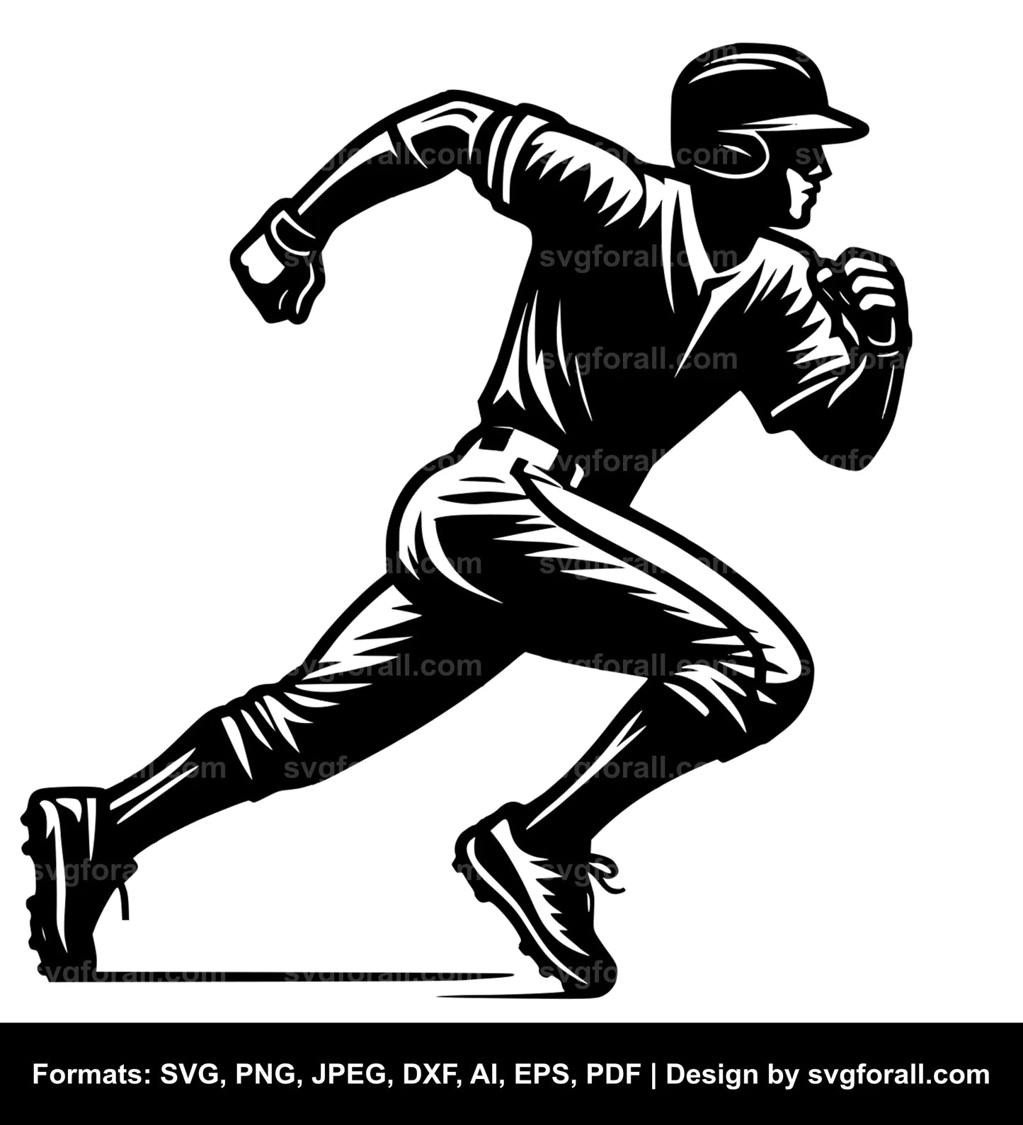 Baseball Player Running Black SVG