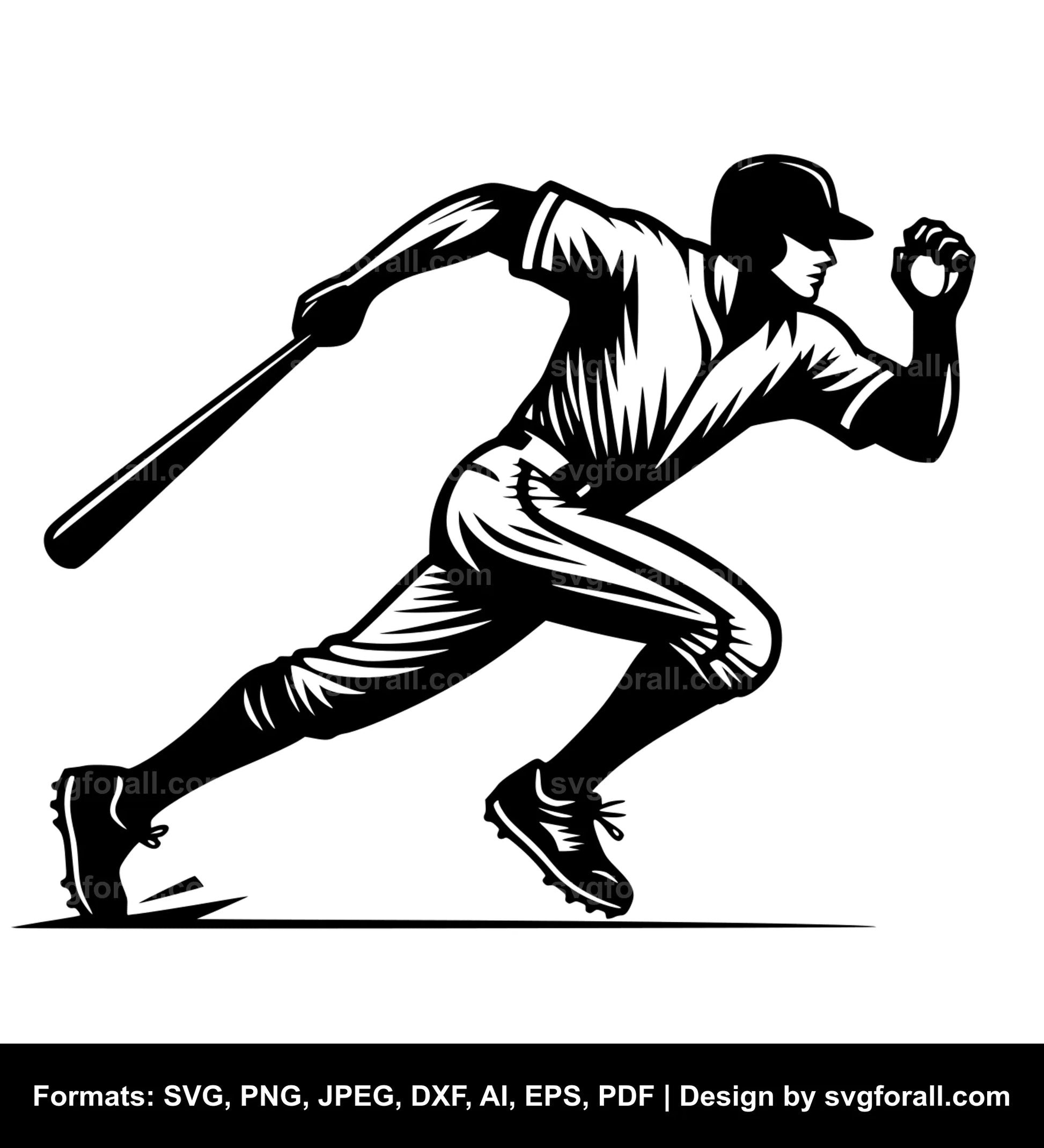 Baseball Player Running SVG