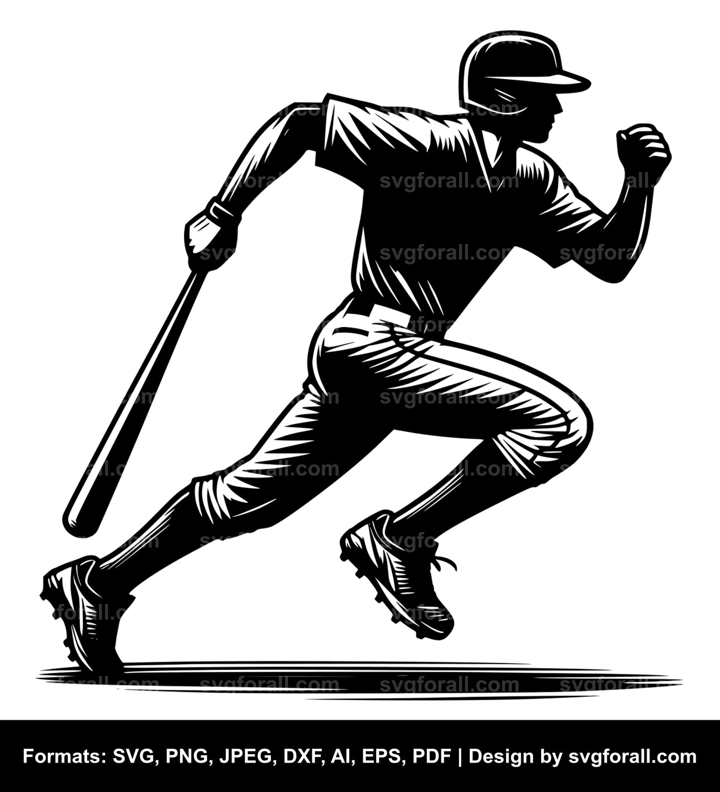 Baseball Player Running SVG File