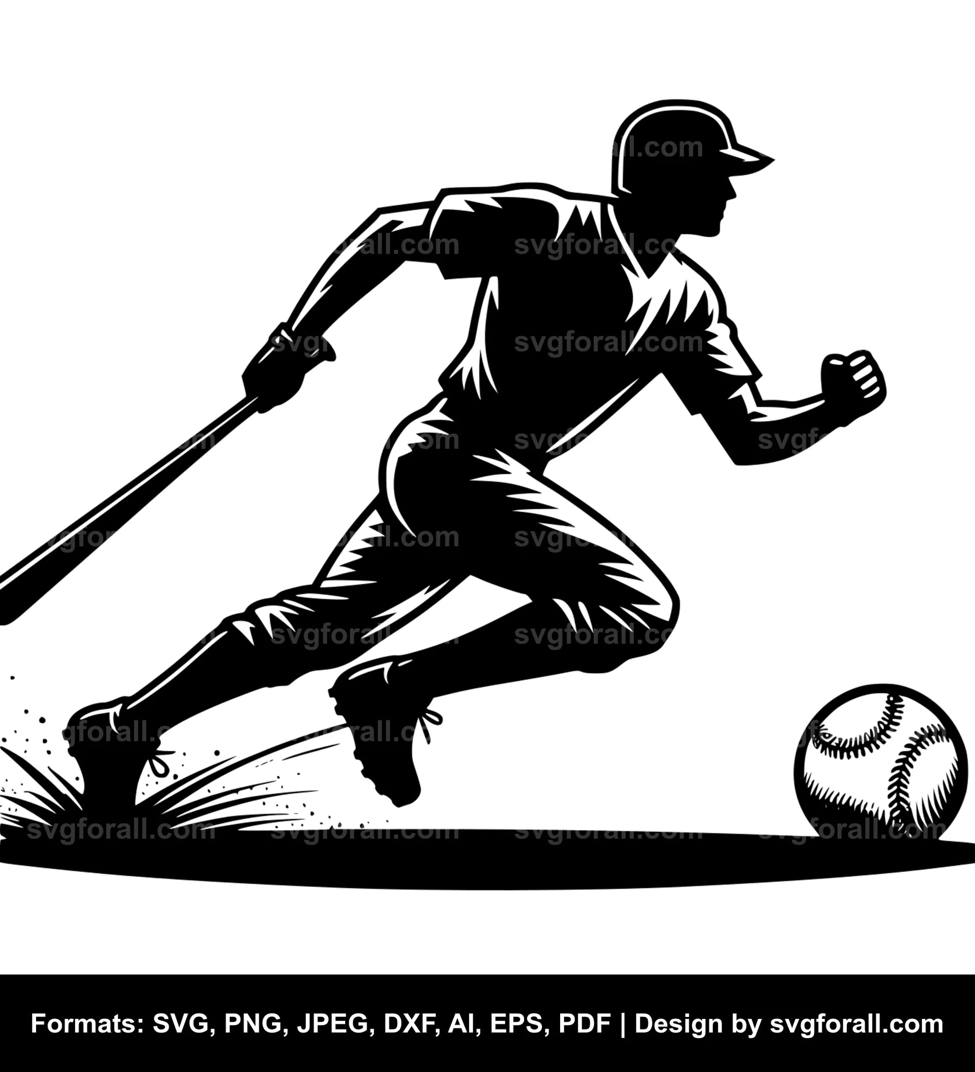 Baseball Player Running SVG PNG