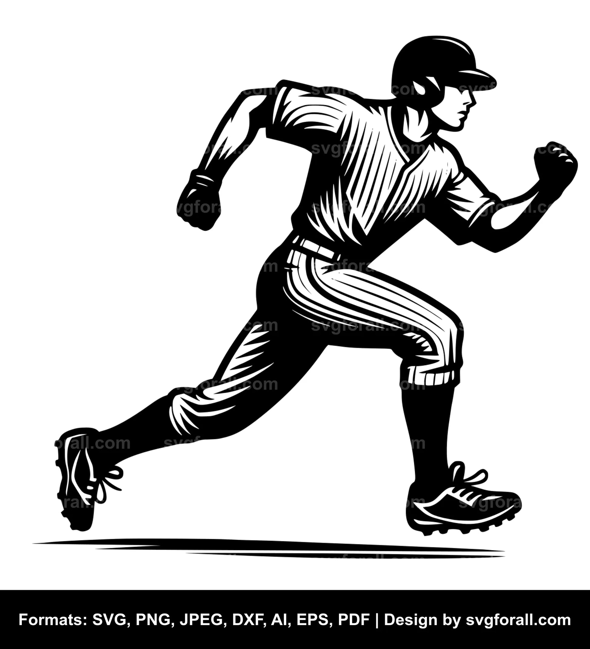 Baseball Player Running Vector SVG