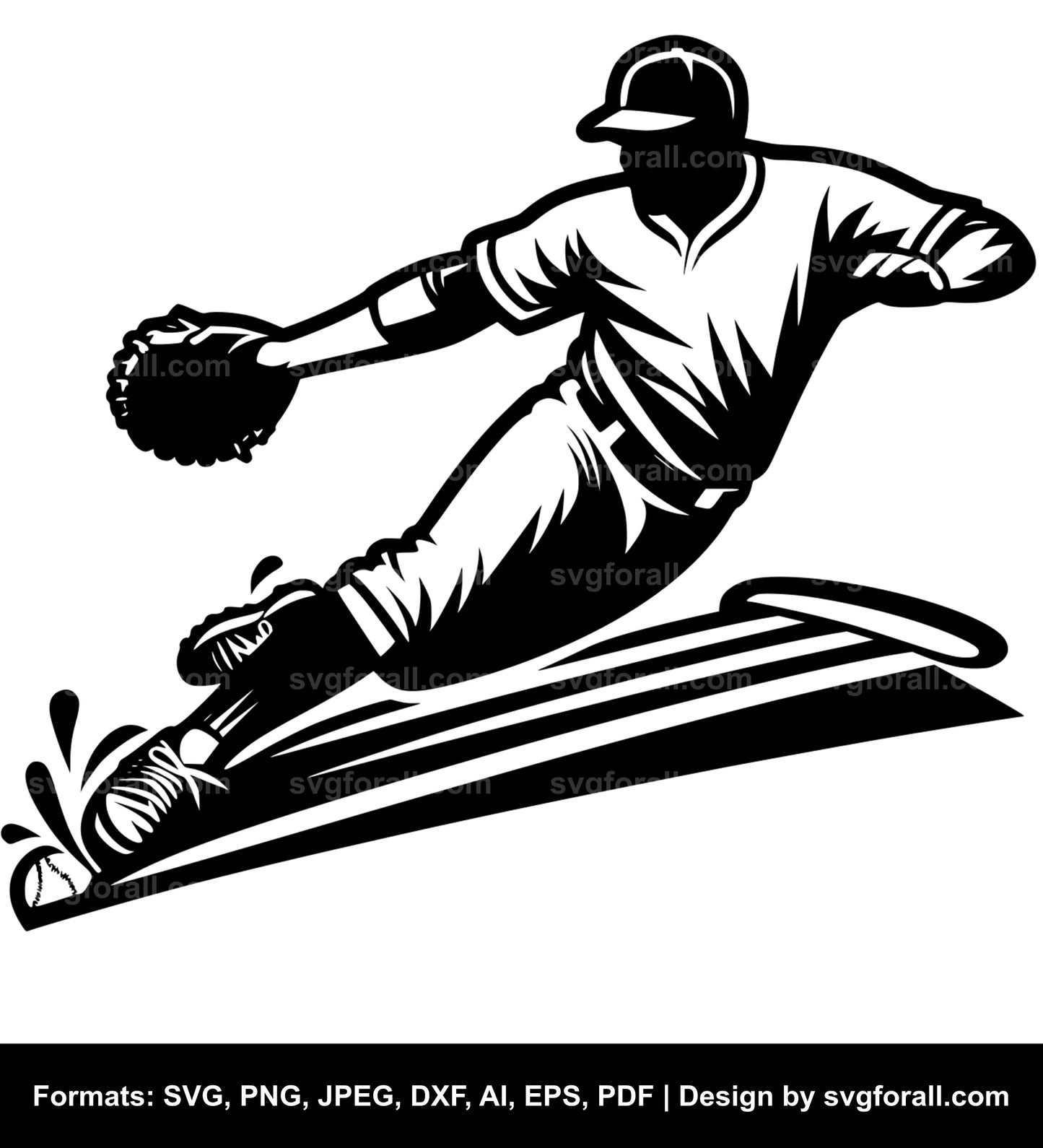 Baseball Player Sliding Cricut SVG