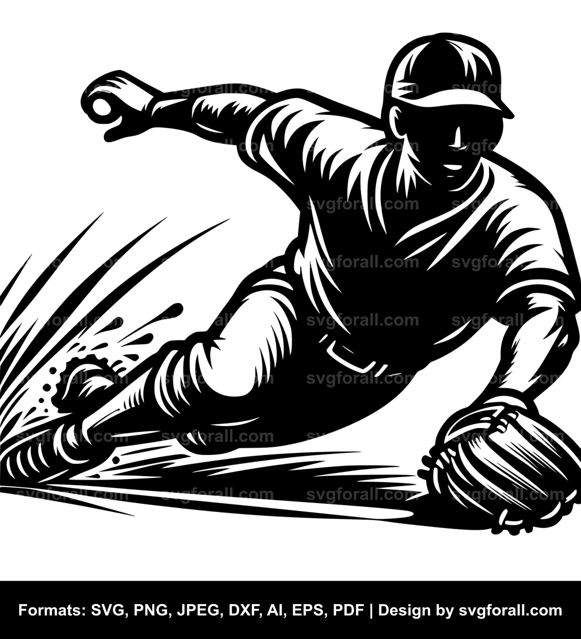 Baseball Player Sliding SVG