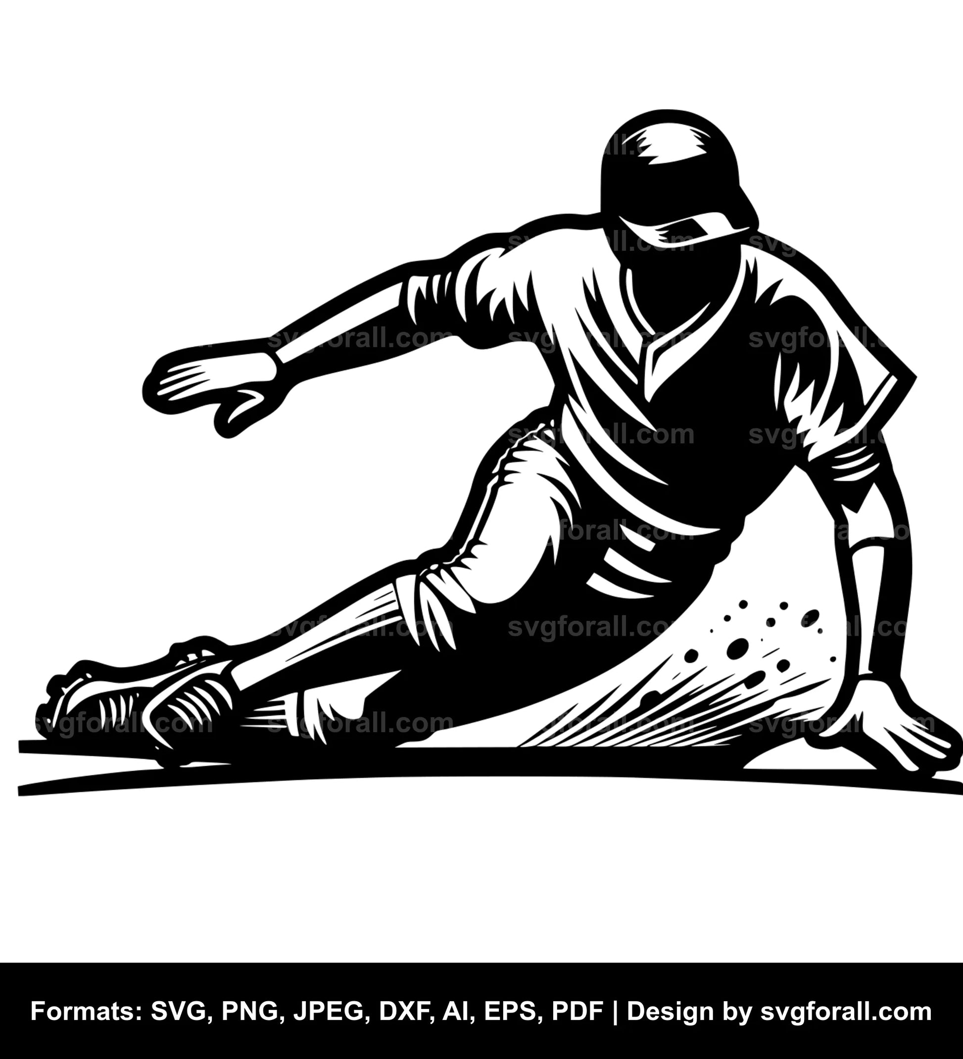 Baseball Player Sliding SVG File