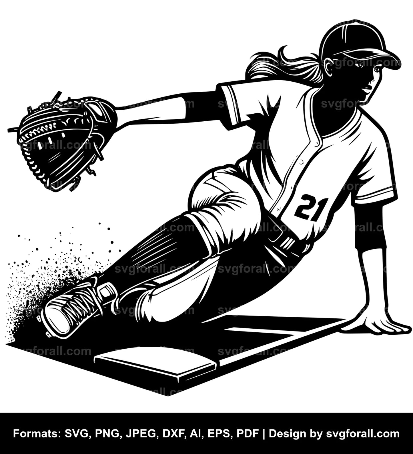 Baseball Player Sliding SVG PNG