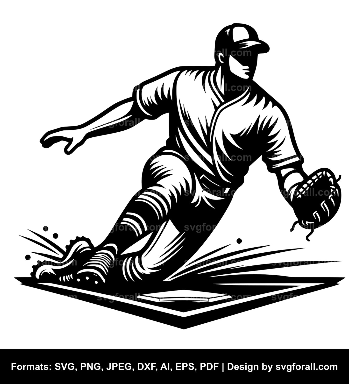 Baseball Player Sliding SVG Vector