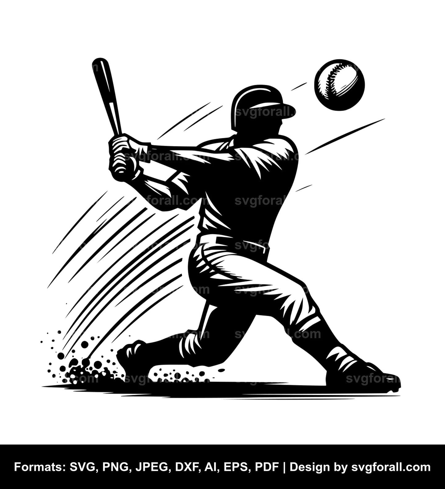 Baseball Player Swinging Cricut SVG