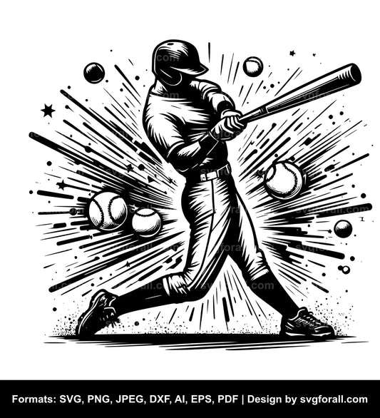 Baseball Player Swinging SVG