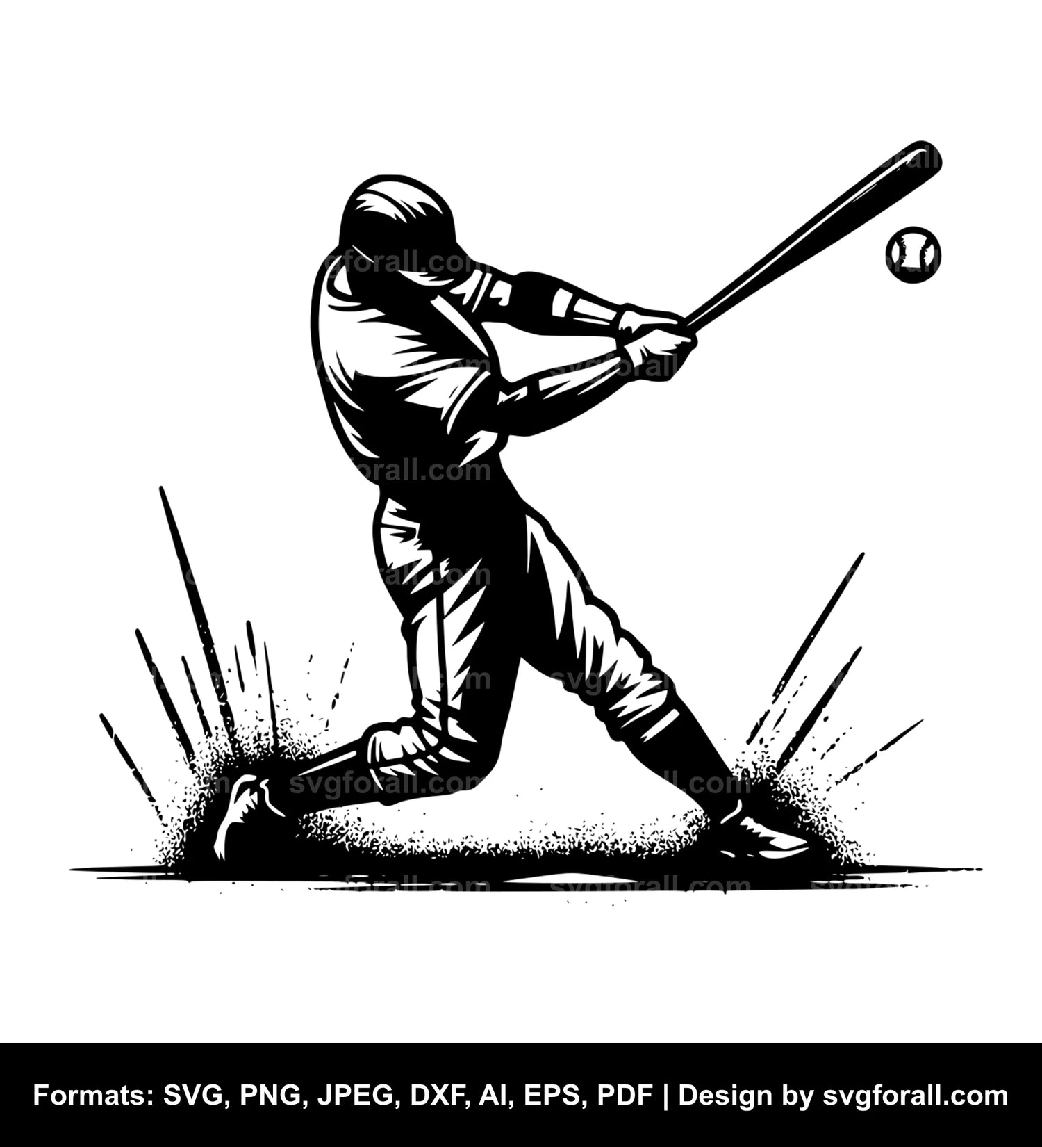 Baseball Player Swinging SVG Clipart