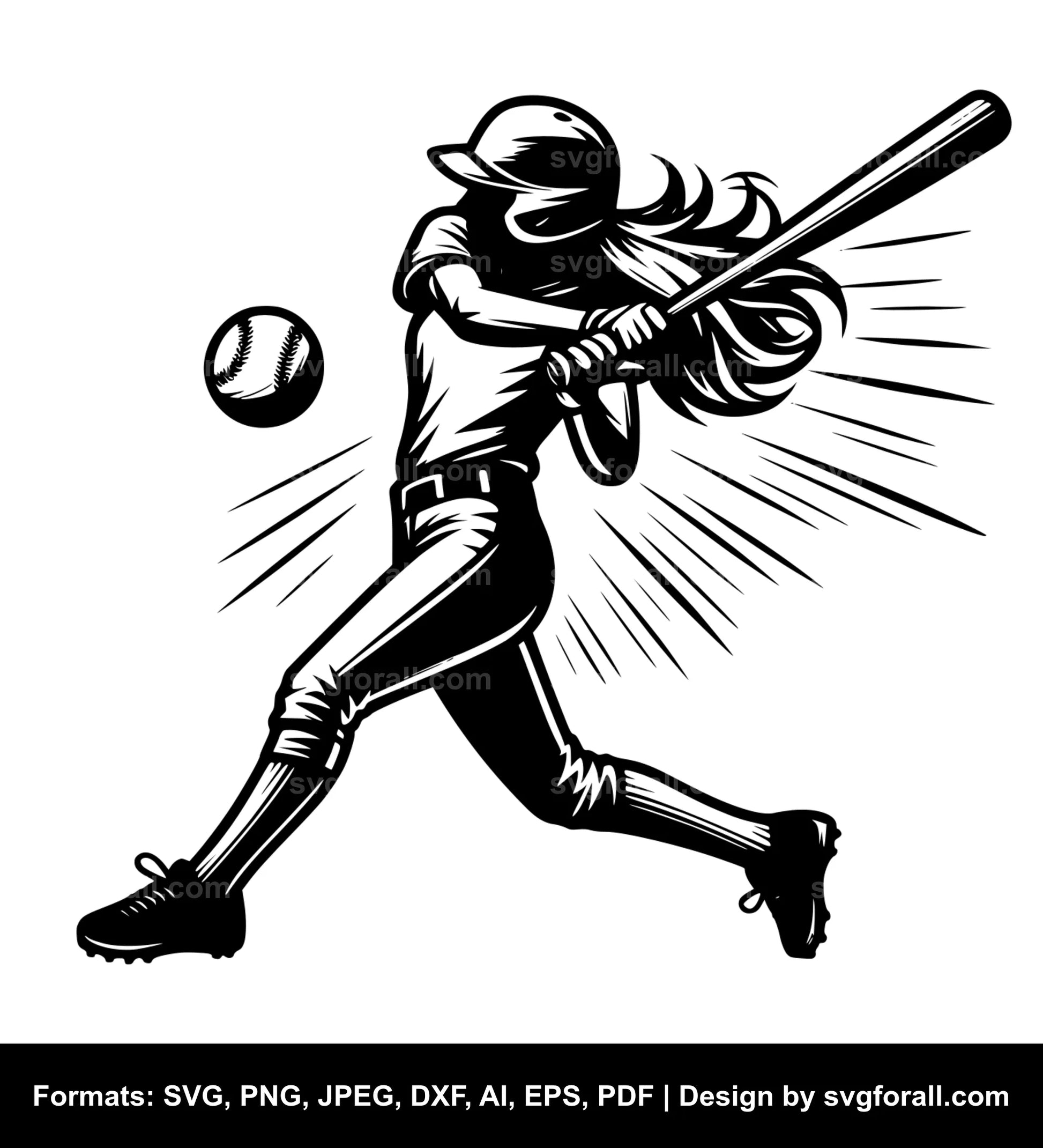 Baseball Player Swinging SVG Design