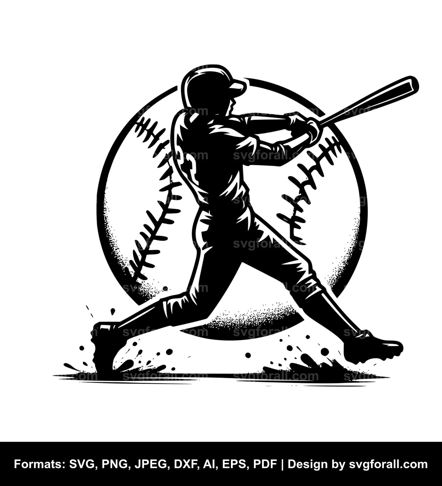 Baseball Player Swinging SVG File