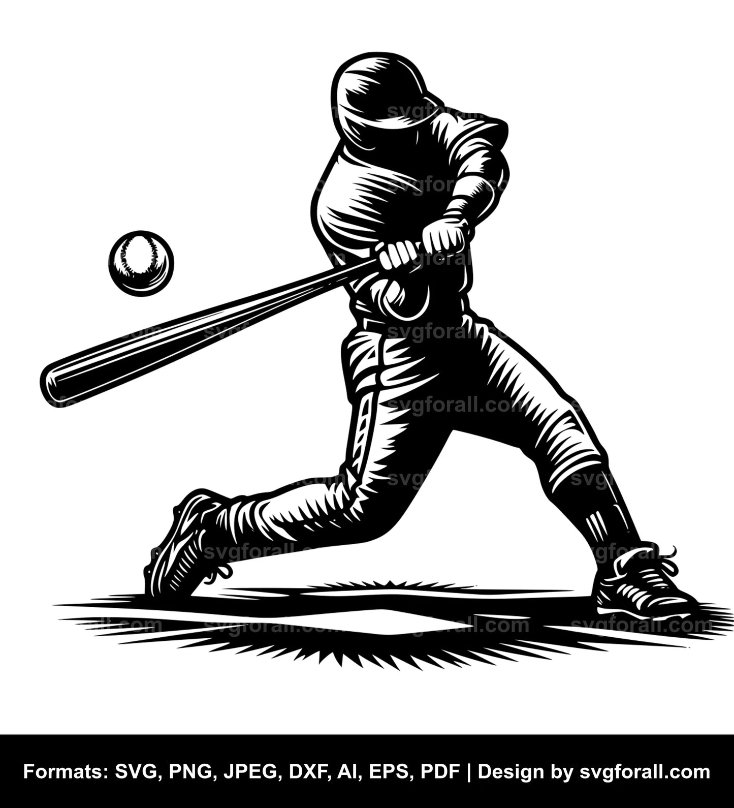 Baseball Player Swinging SVG PNG