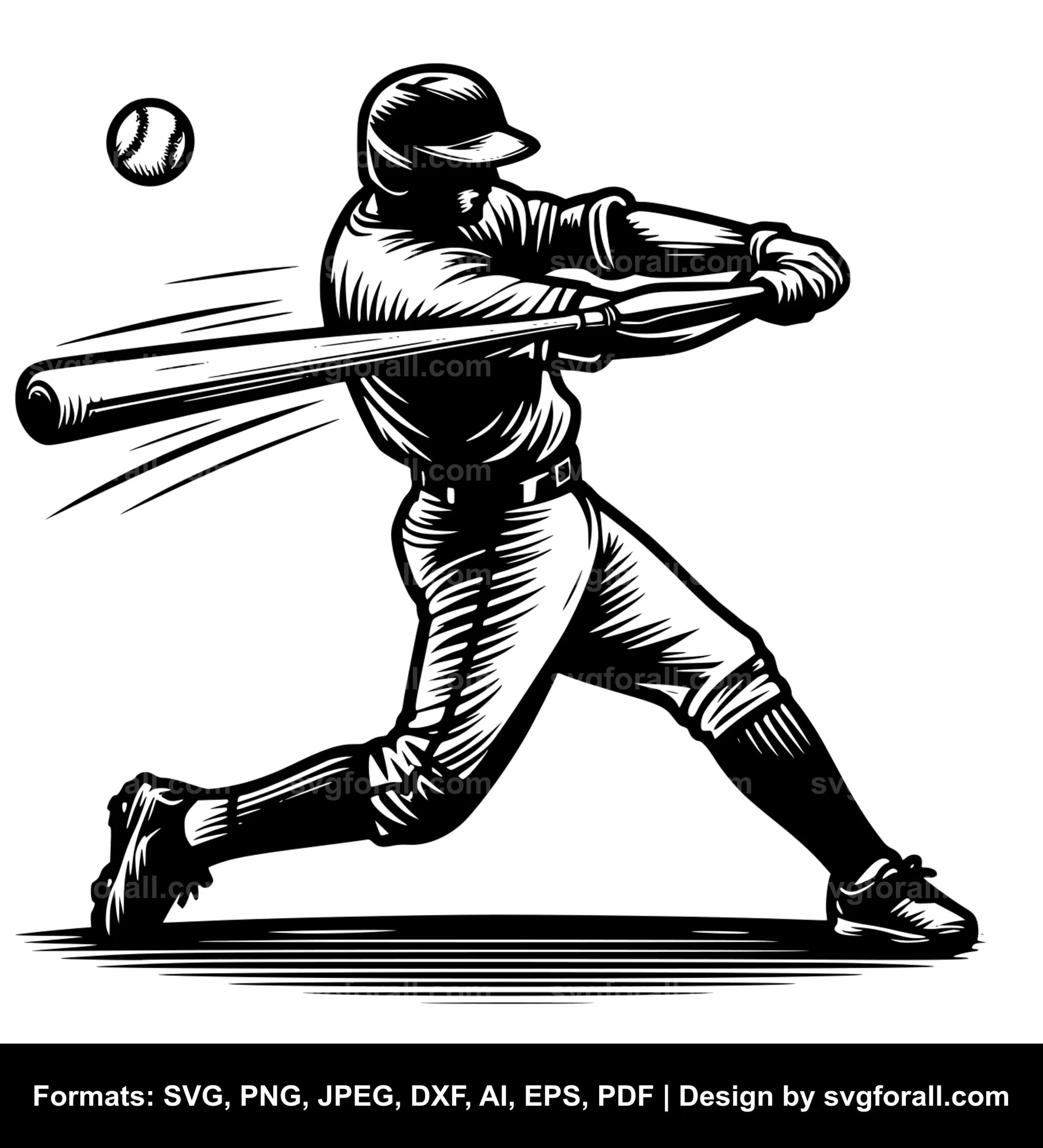 Baseball Player Swinging Vector SVG