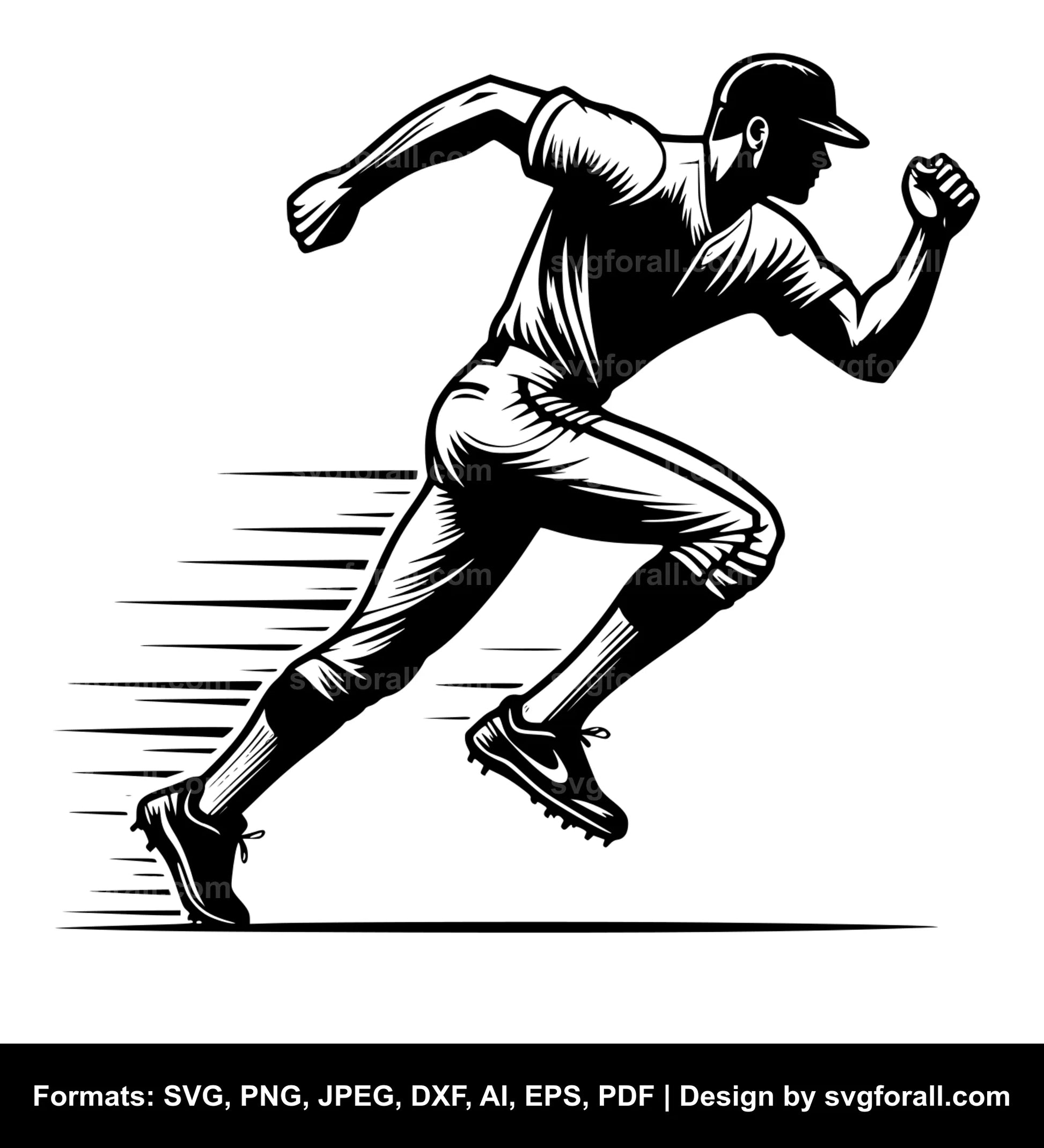 Baseball Runner SVG Vector