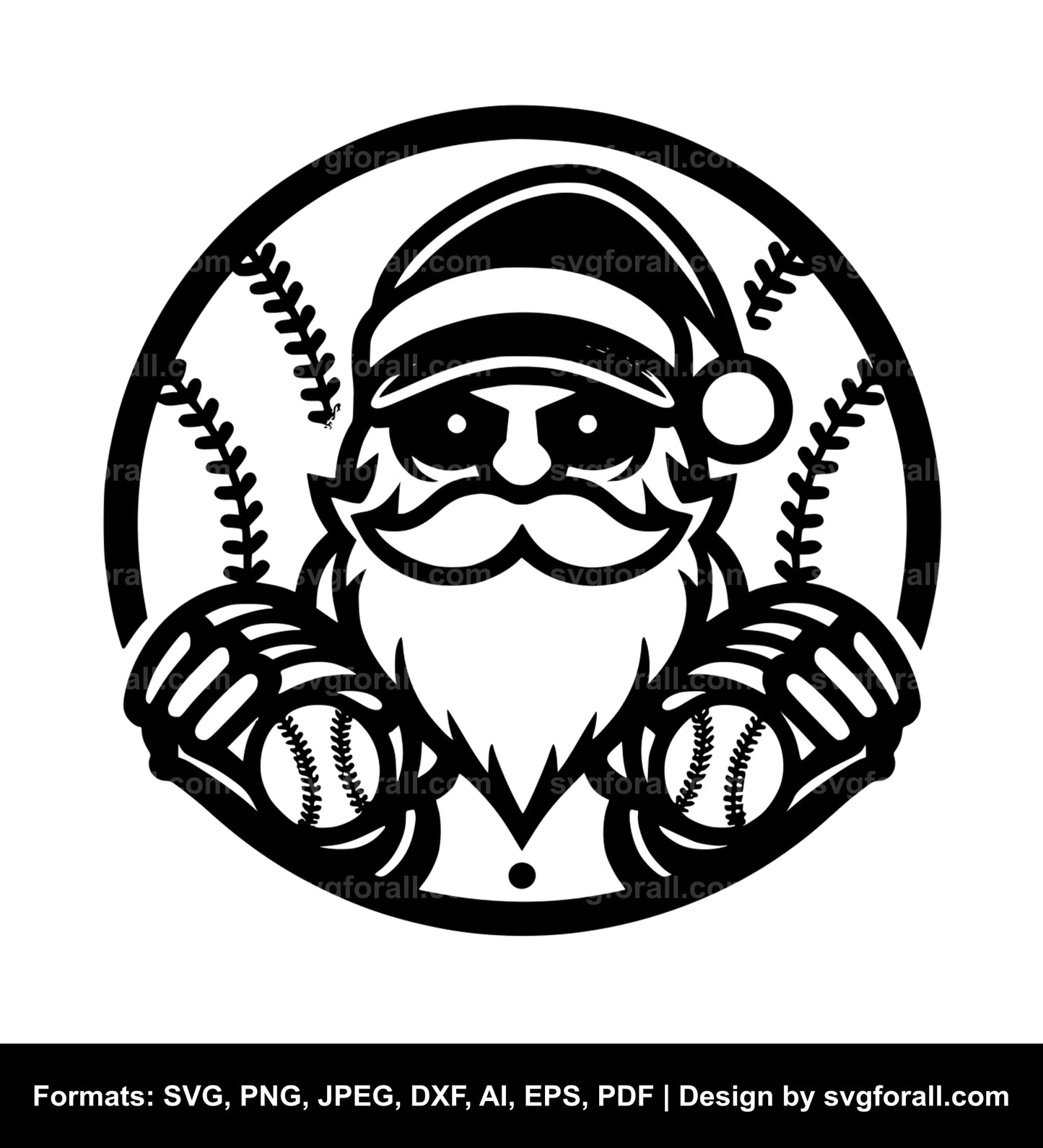 Baseball Santa Black SVG