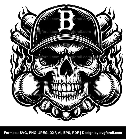 Baseball Skull SVG Design