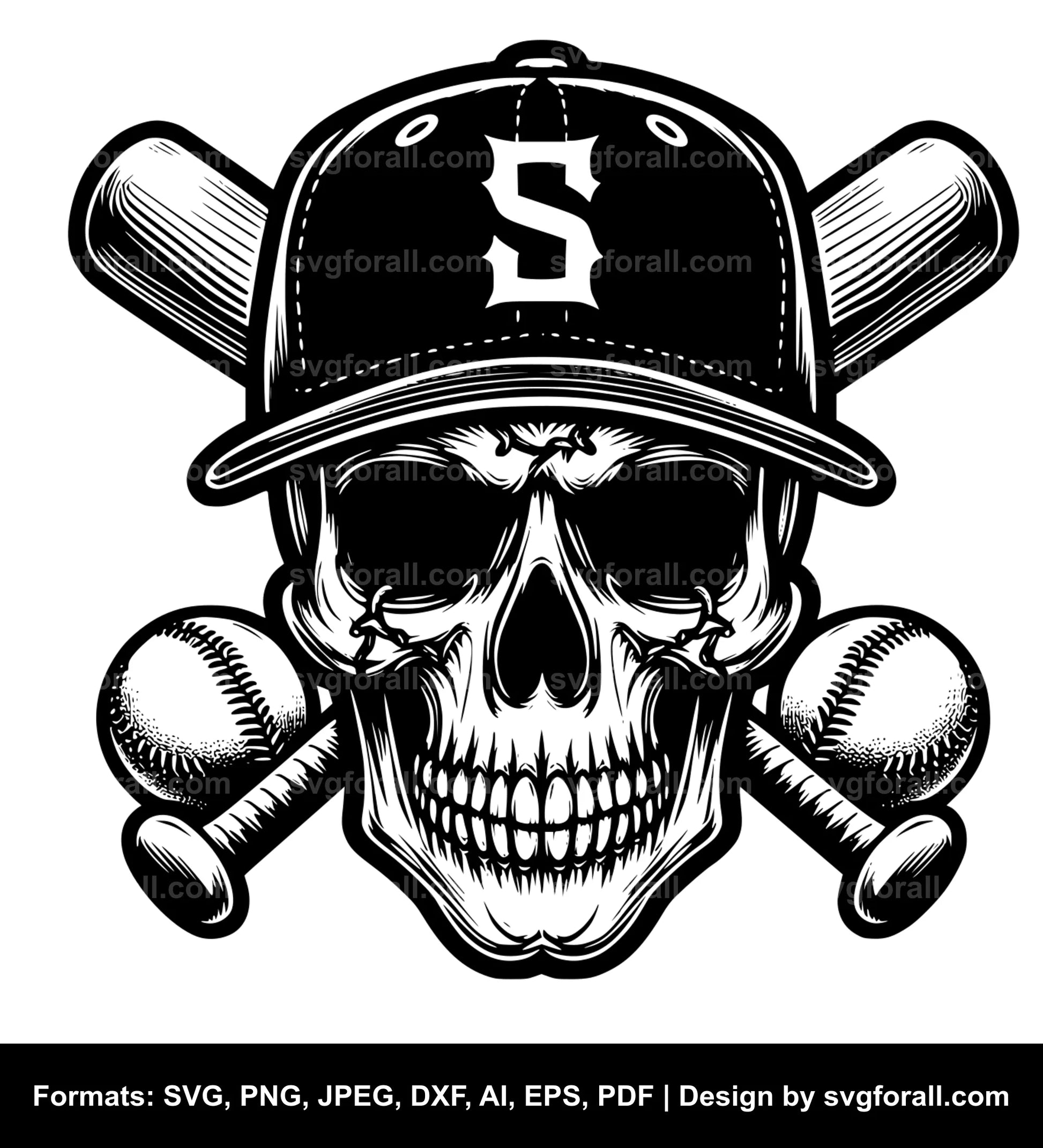 Baseball Skull SVG Vector