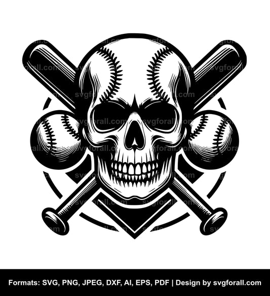 Baseball Skull Vector SVG