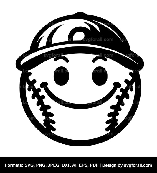 Baseball Smiling Face Clipart SVG