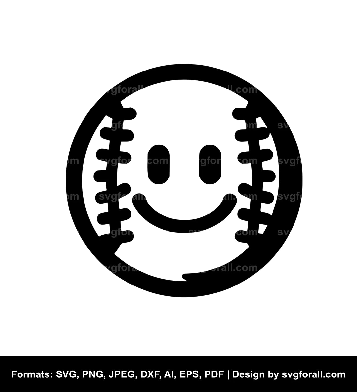 Baseball Smiling Face Cricut SVG