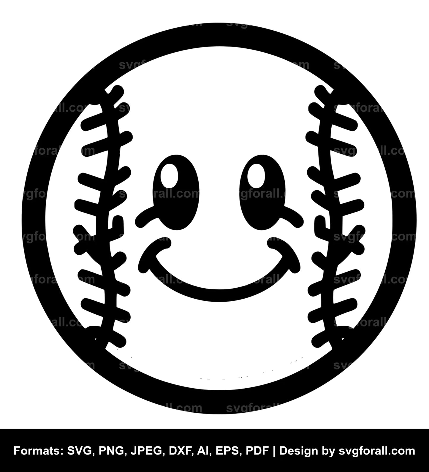 Baseball Smiling Face SVG