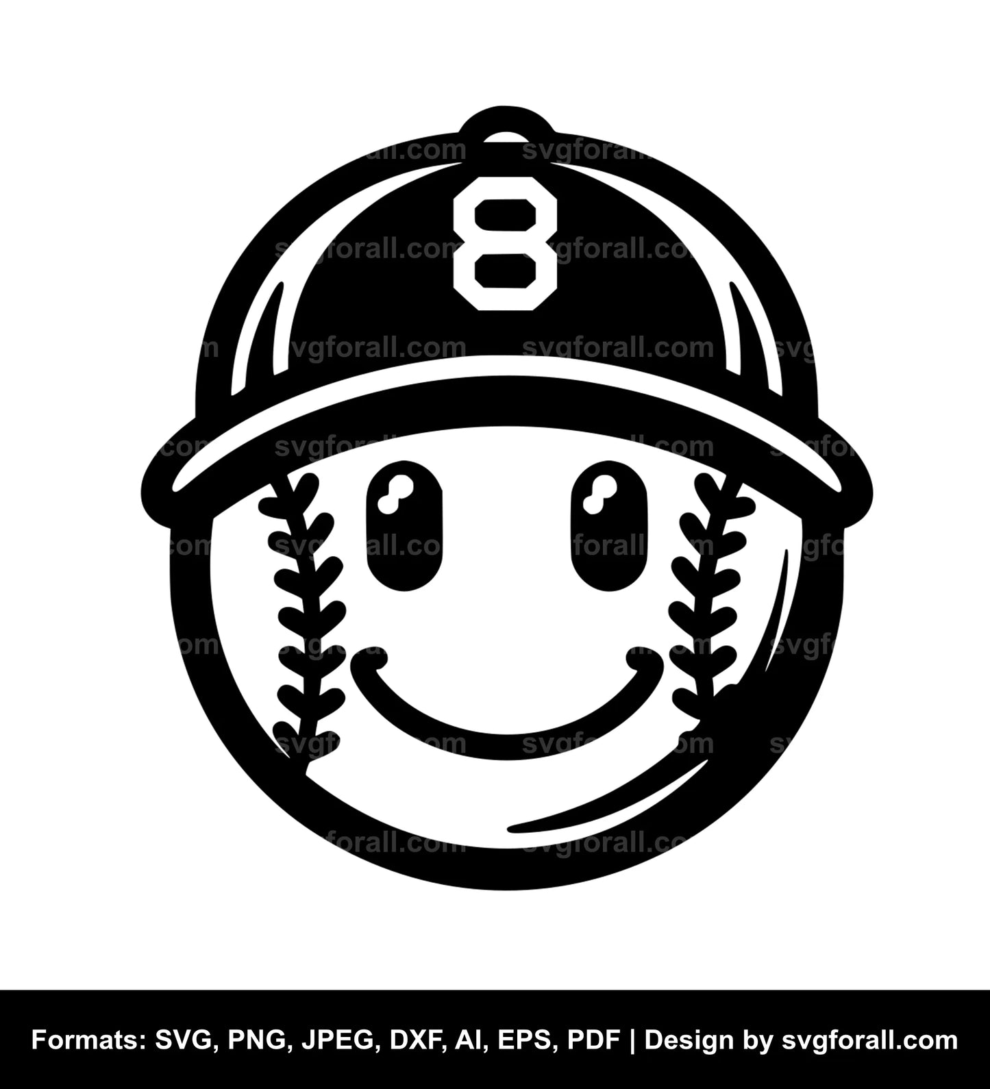 Baseball Smiling Face SVG File