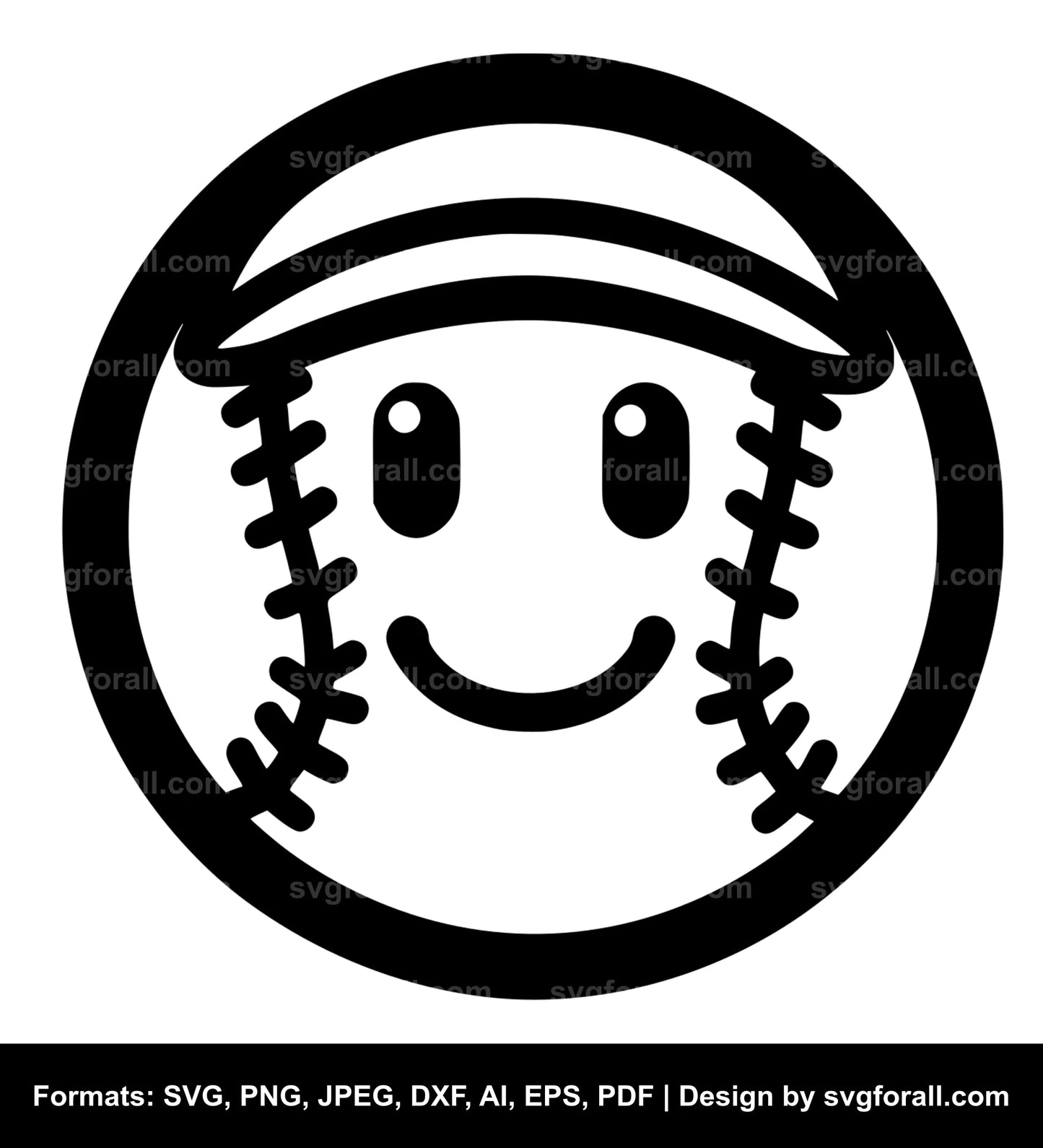 Baseball Smiling Face SVG PNG