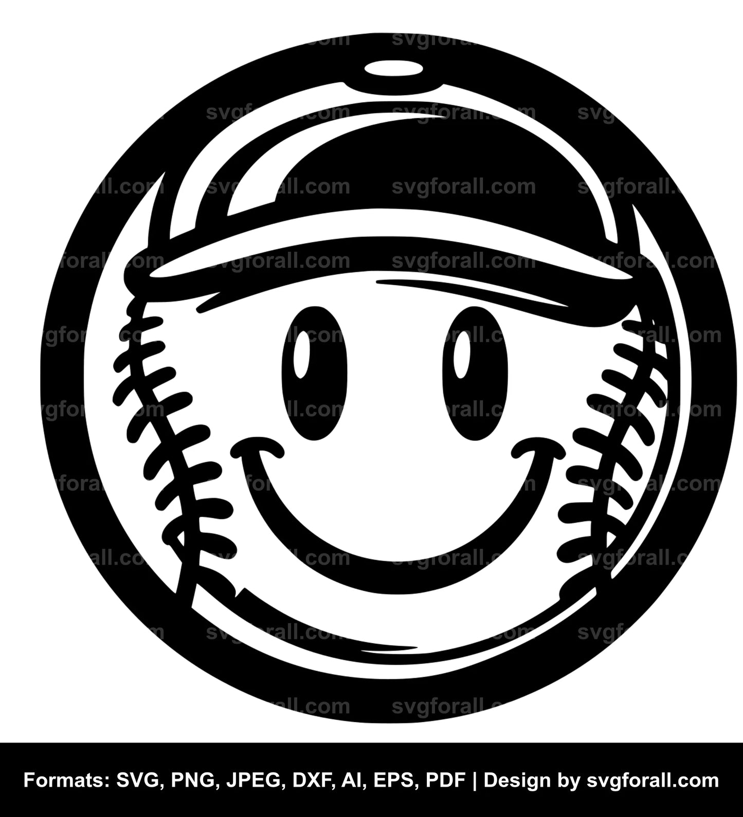 Baseball Smiling Face SVG Vector