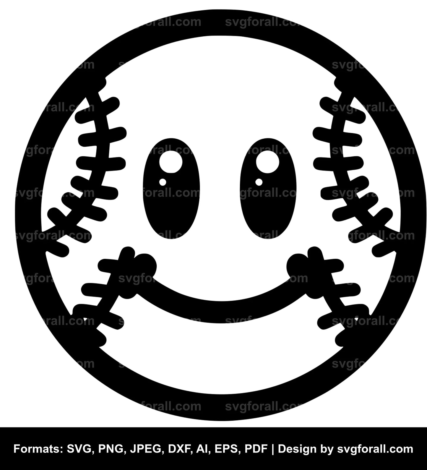 Baseball Smiling Face Vector SVG