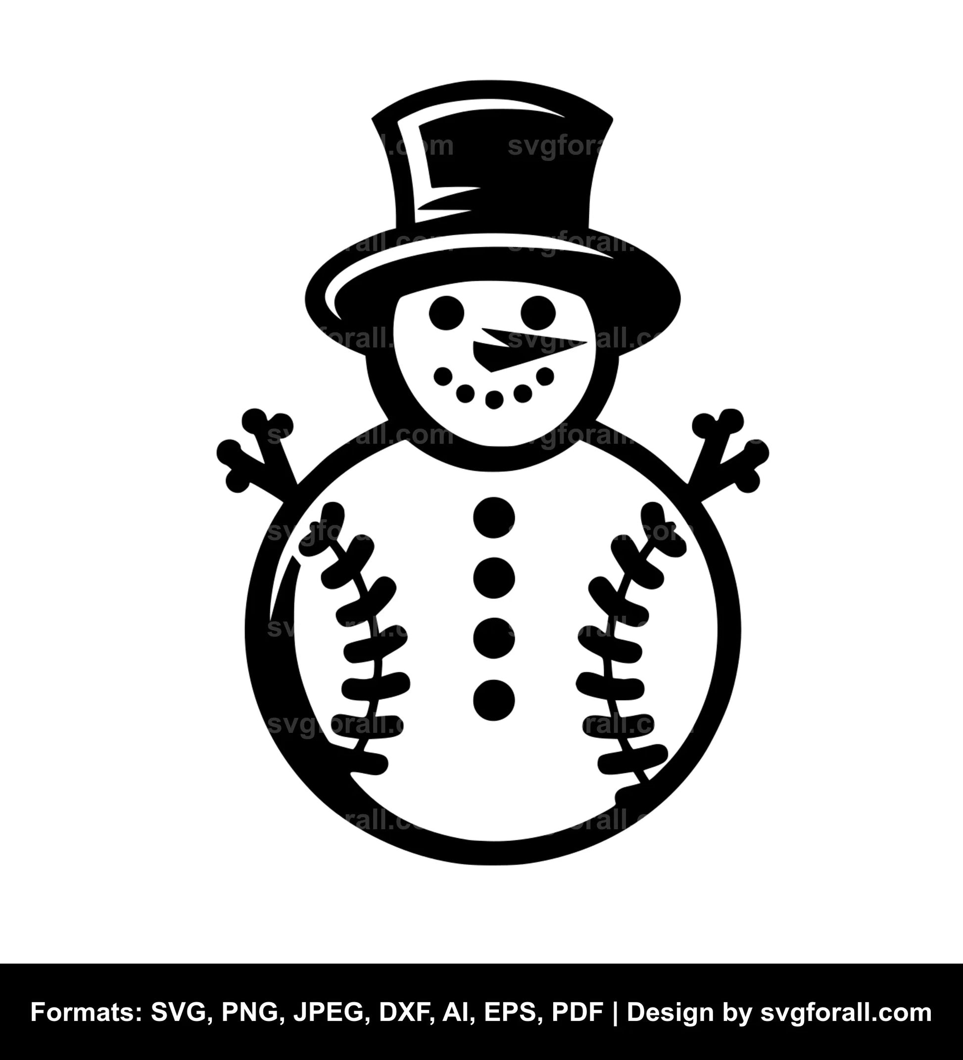 Baseball Snowman Black SVG