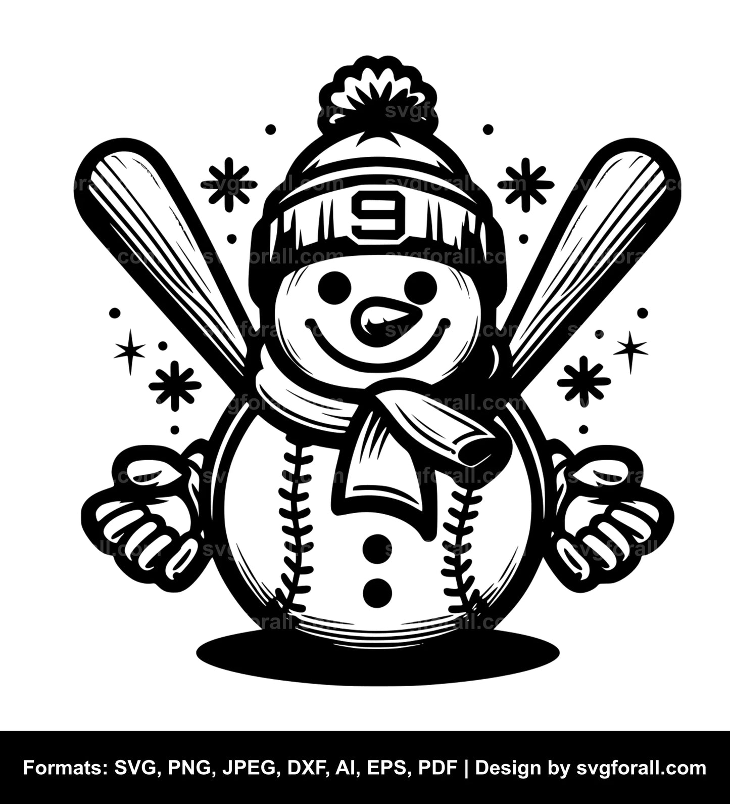 Baseball Snowman SVG