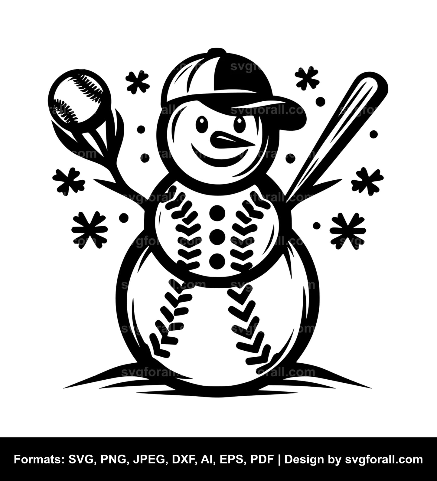 Baseball Snowman SVG PNG