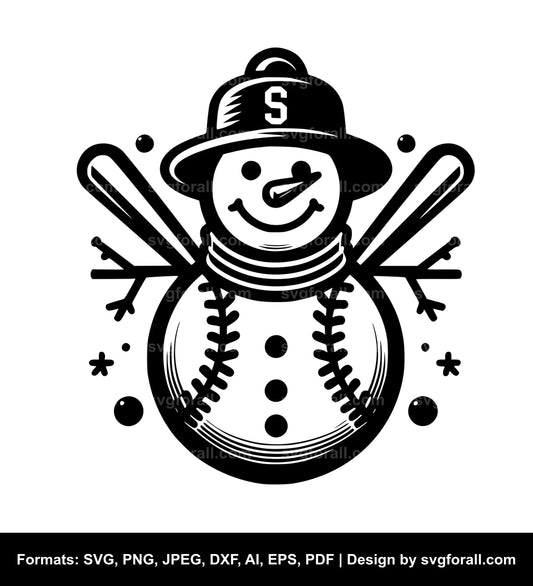 Baseball Snowman SVG Vector