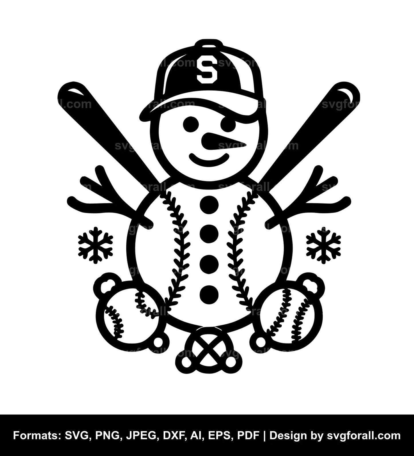 Baseball Snowman Vector SVG