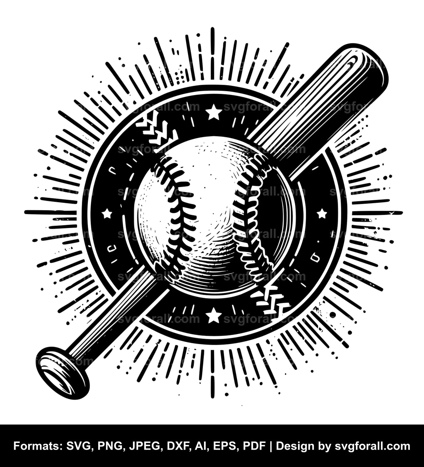 Baseball With Bat SVG Vector