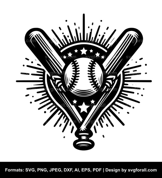 Baseball With Bat Vector SVG