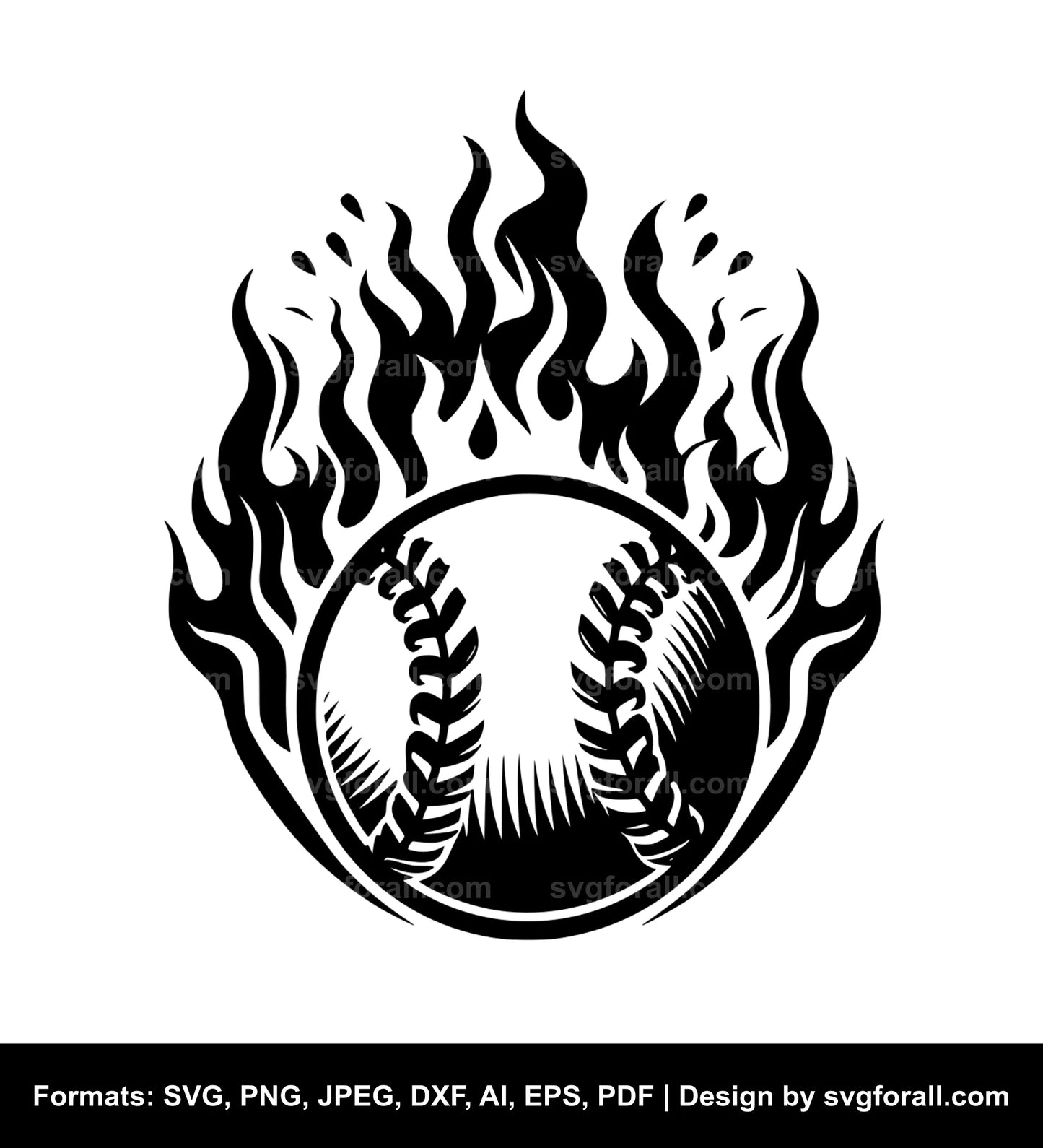 Baseball With Flames SVG