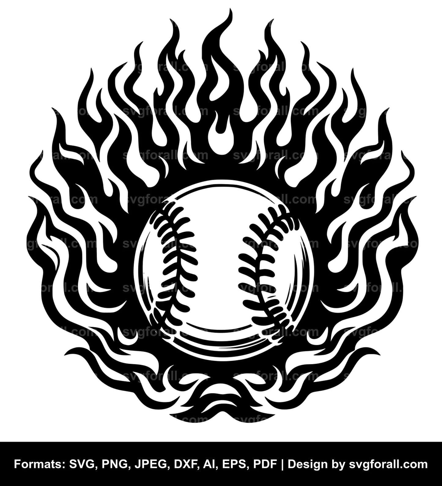 Baseball With Flames SVG File