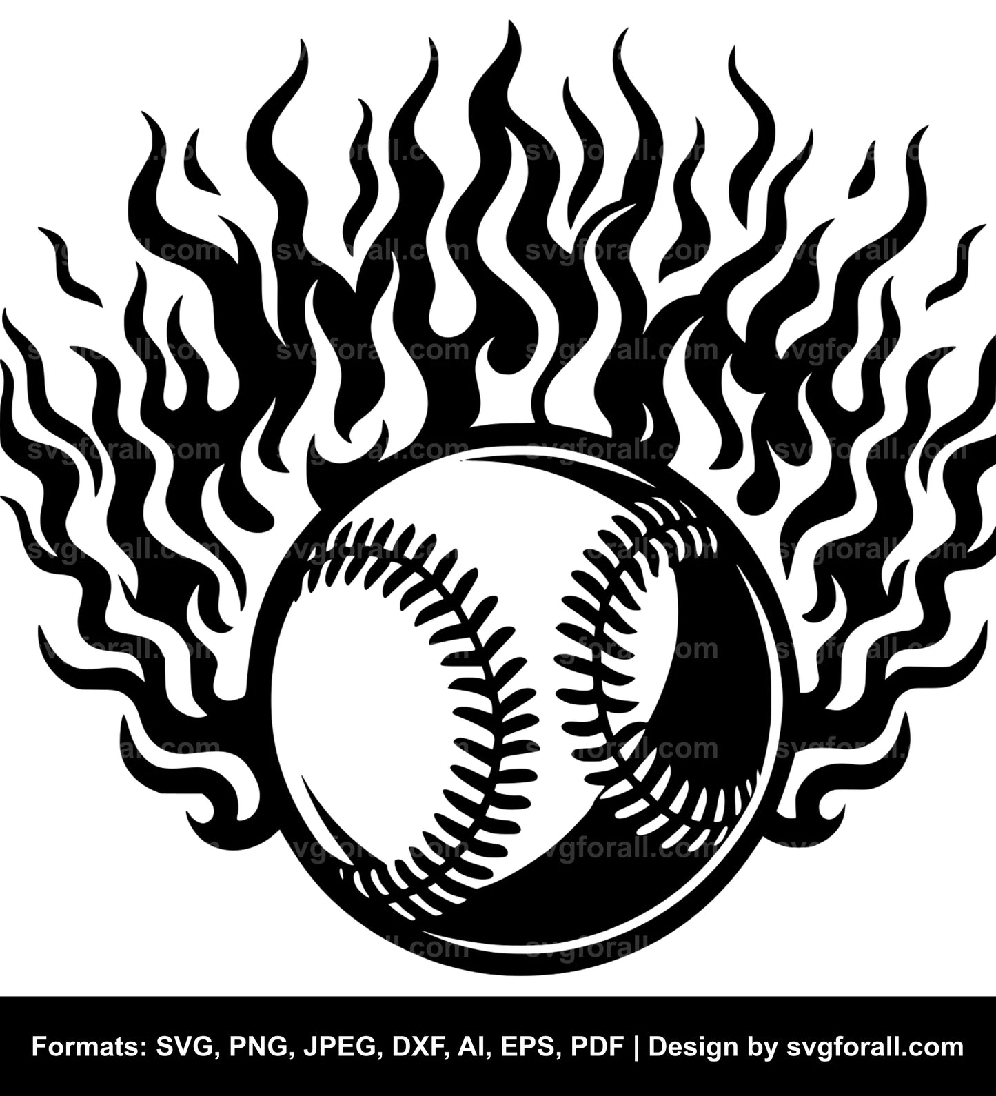 Baseball With Flames SVG PNG