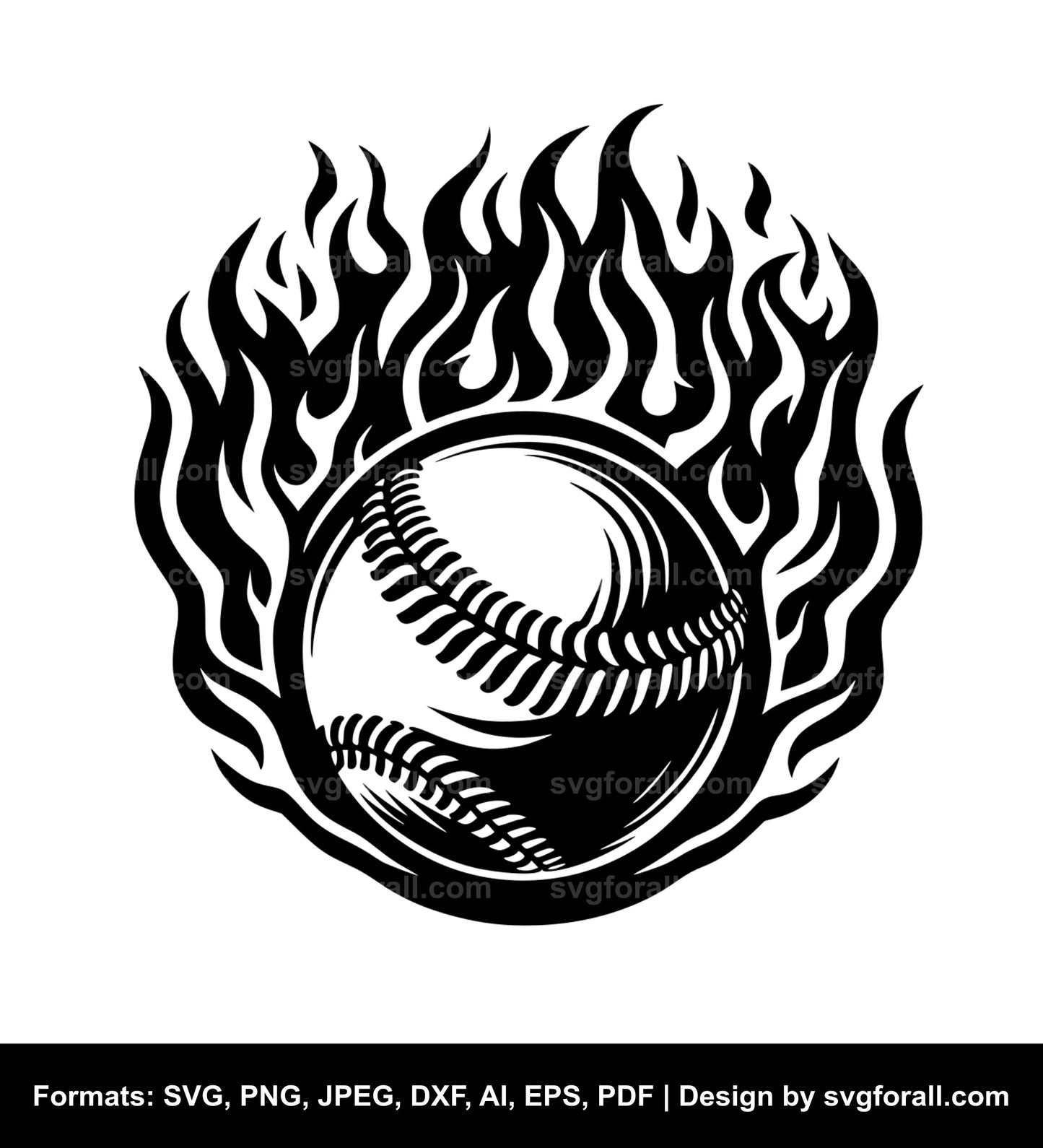 Baseball With Flames SVG Vector