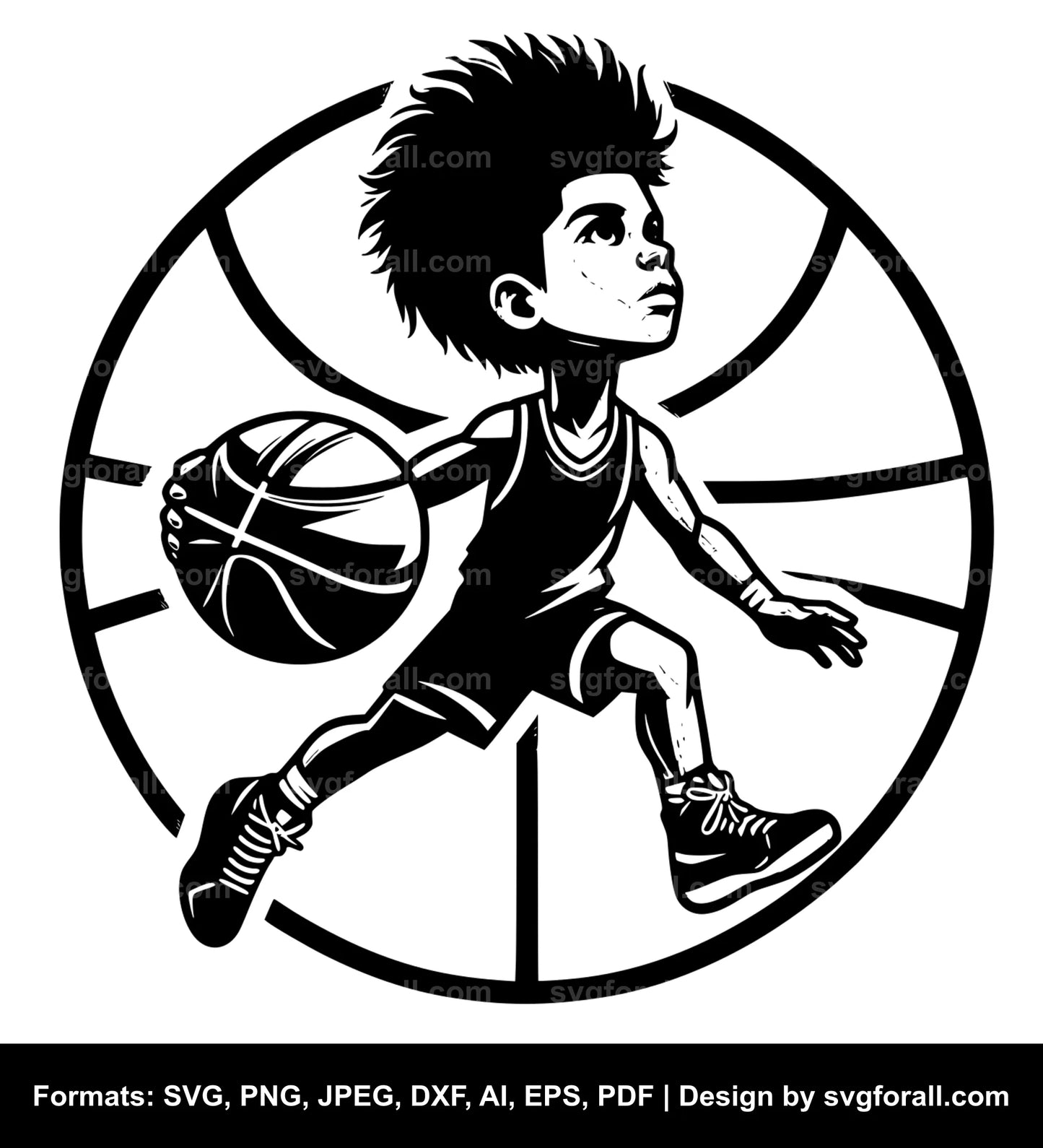 Basketball Boy Black SVG