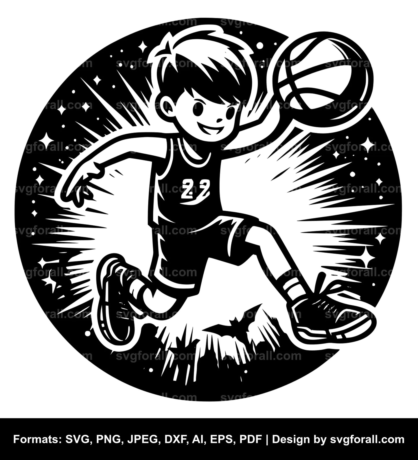 Basketball Boy SVG Vector