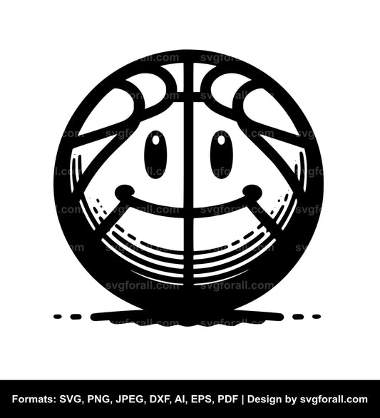 Basketball Smiling Face Black SVG