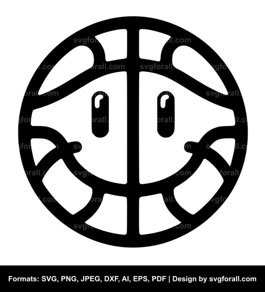 Basketball Smiling Face SVG PNG