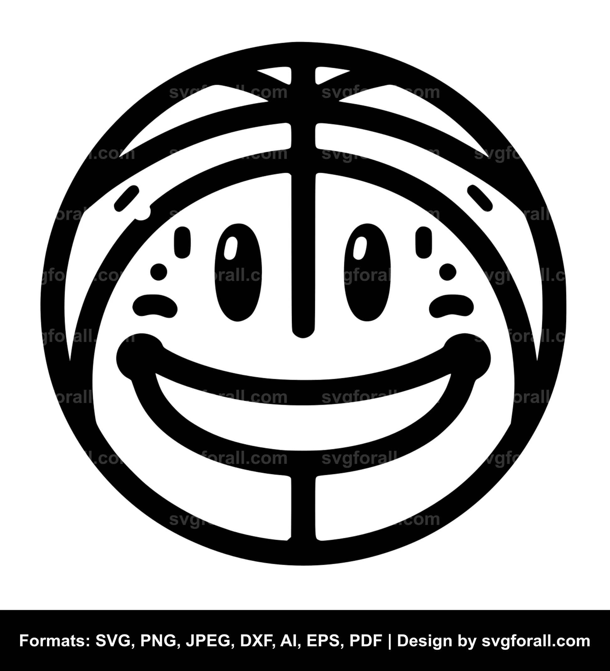 Basketball Smiling Face SVG Vector