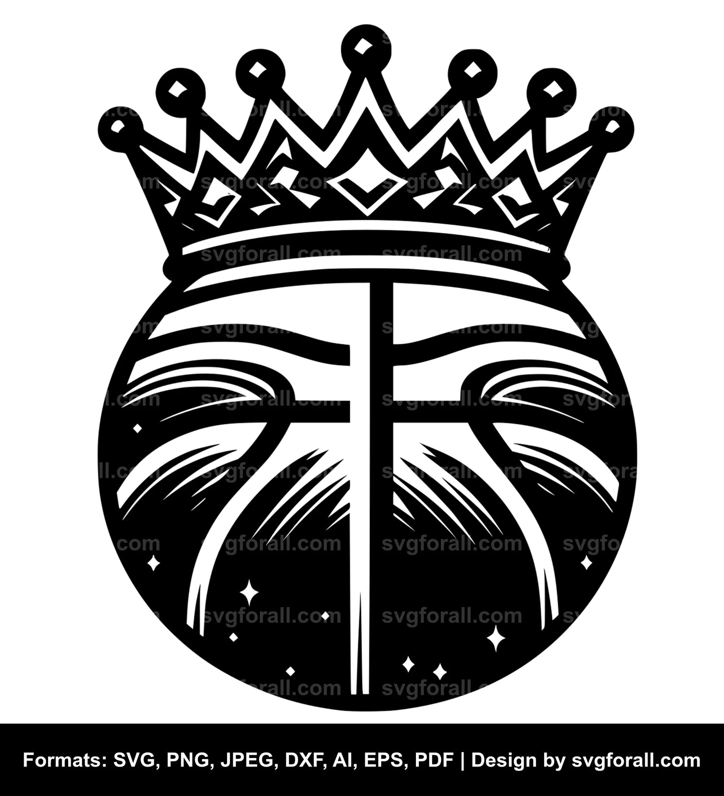 Basketball With Crown Black SVG