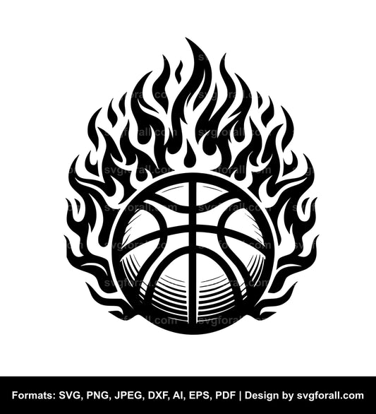 Basketball With Flames Cricut SVG