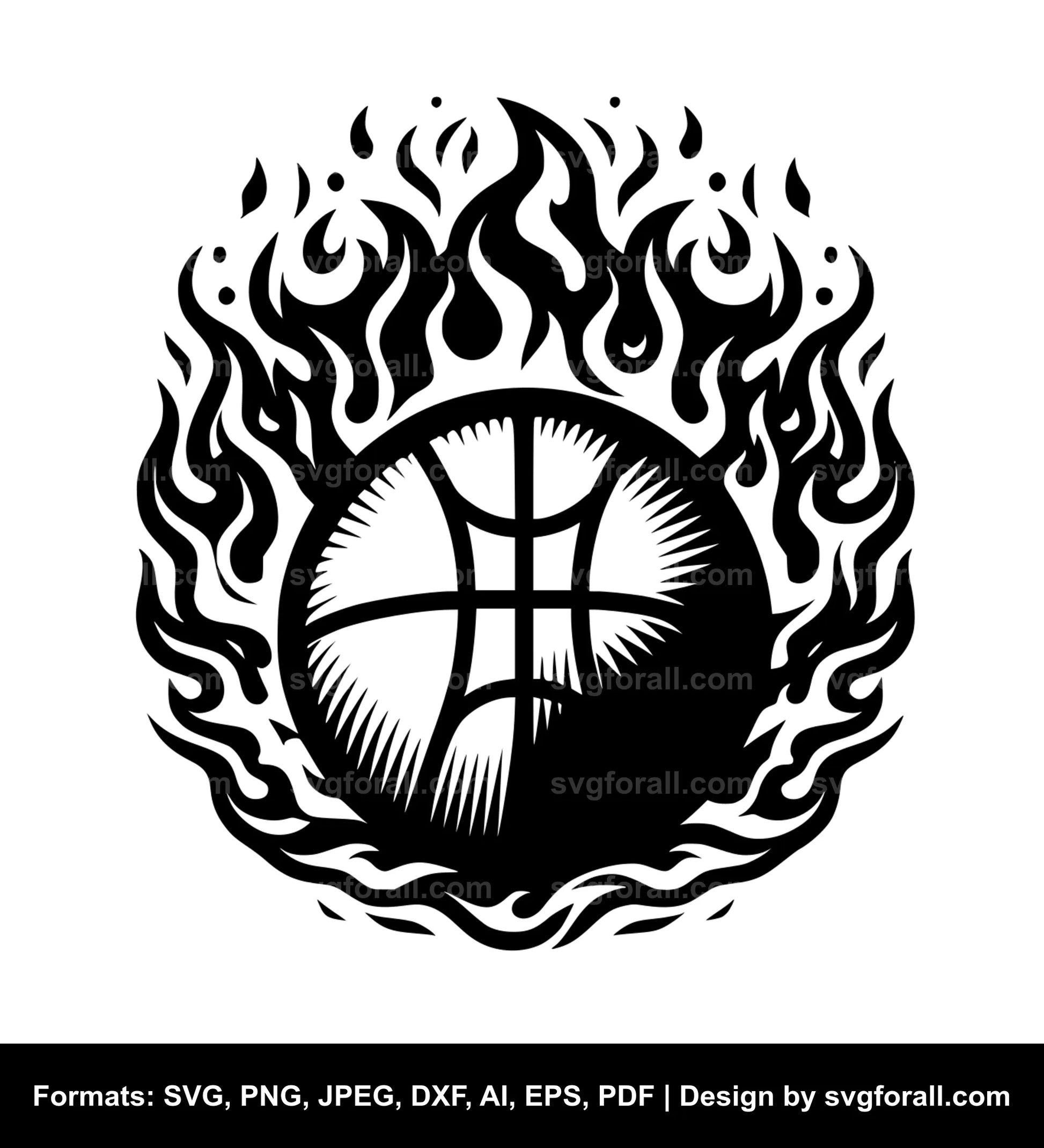 Basketball With Flames SVG Design